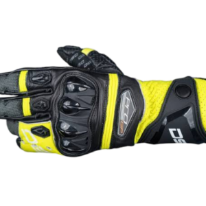 Yellow and black left-hand racing glove offering high-performance grip and durability, perfect for bike race enthusiasts.
