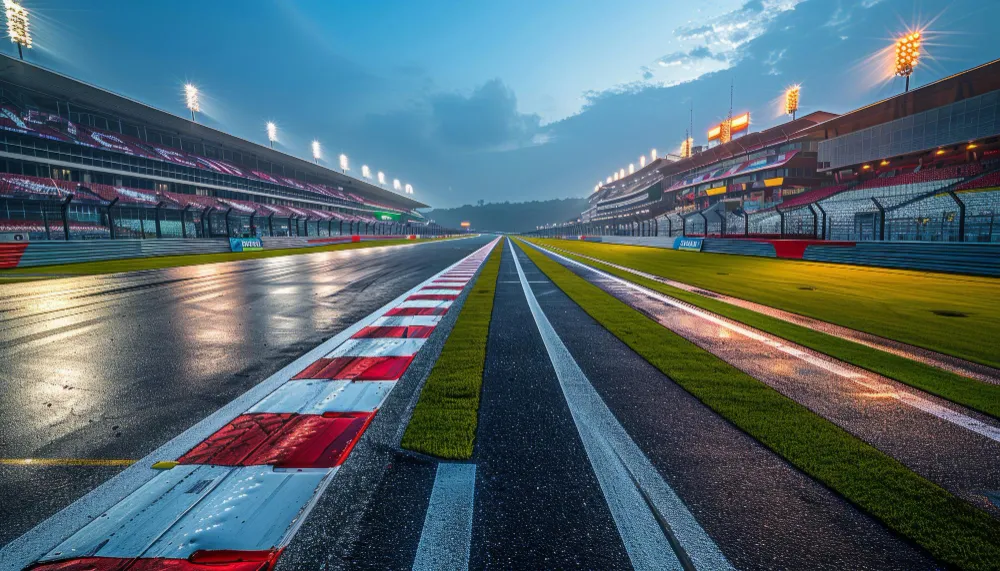 Motorcycle rider performing a burnout during a racing event, surrounded by spectators and smoke billowing from the rear tire.